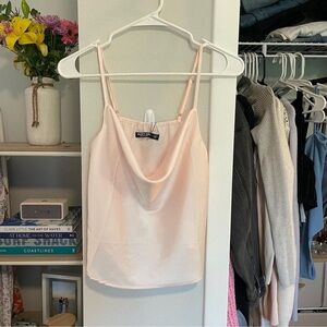 Nasty gal pink satin cowl neck top
